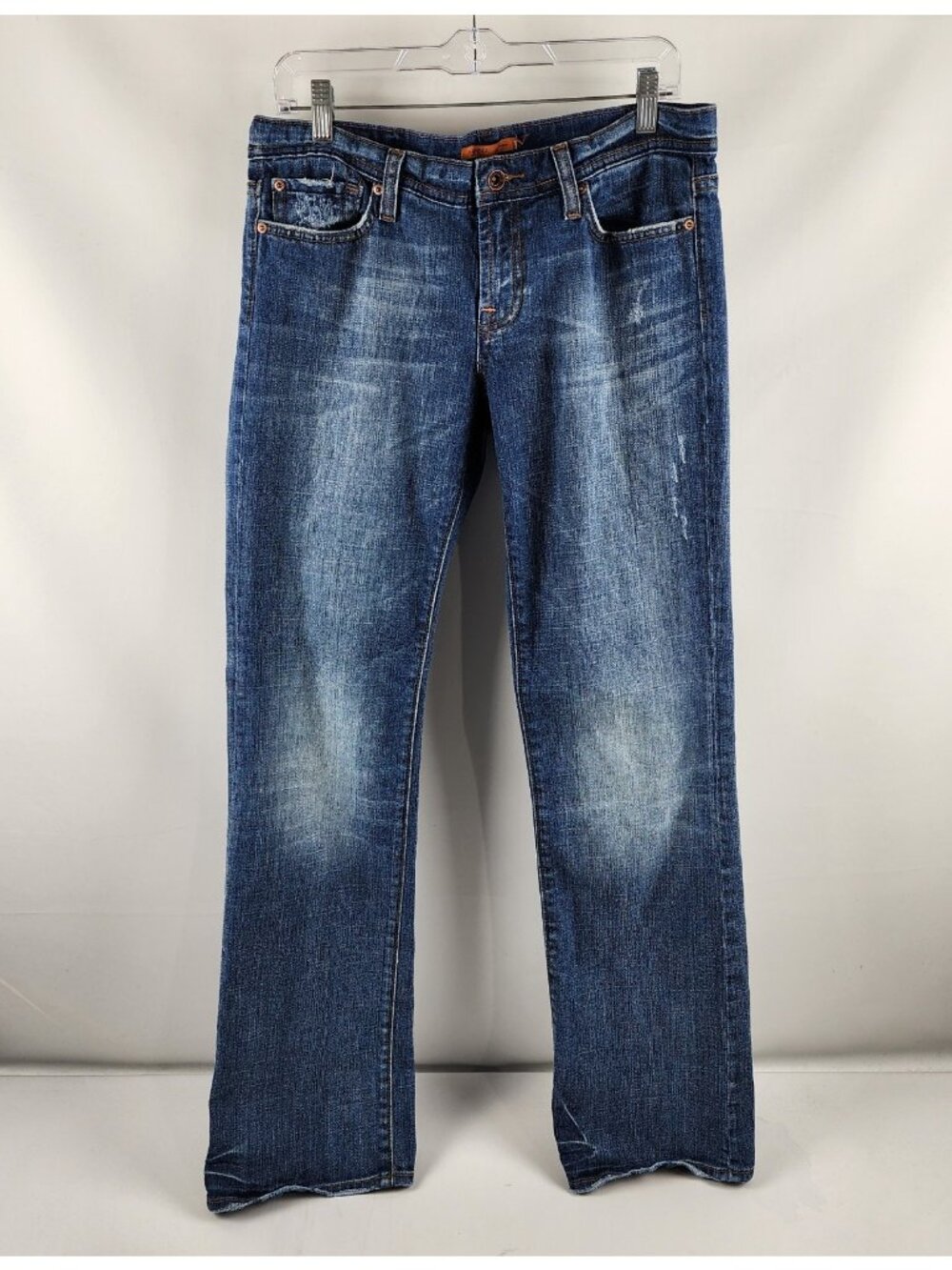 Vigoss Jeans Womens Size 11 Blue Straight Leg Slight Distress Denim (32x33)